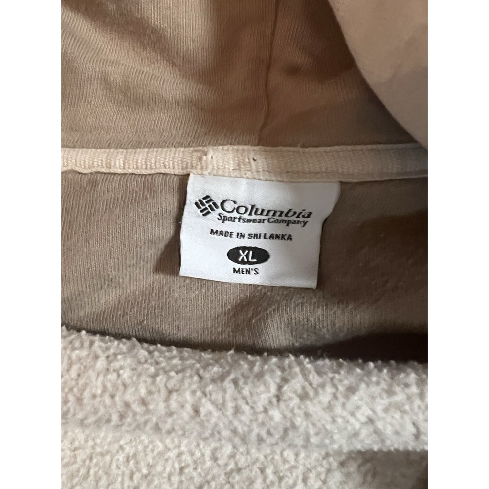 Columbia Mens Hoodie Sweatshirt Full Zip Beige XL Ski Hiking Hooded - Picture 3 of 9